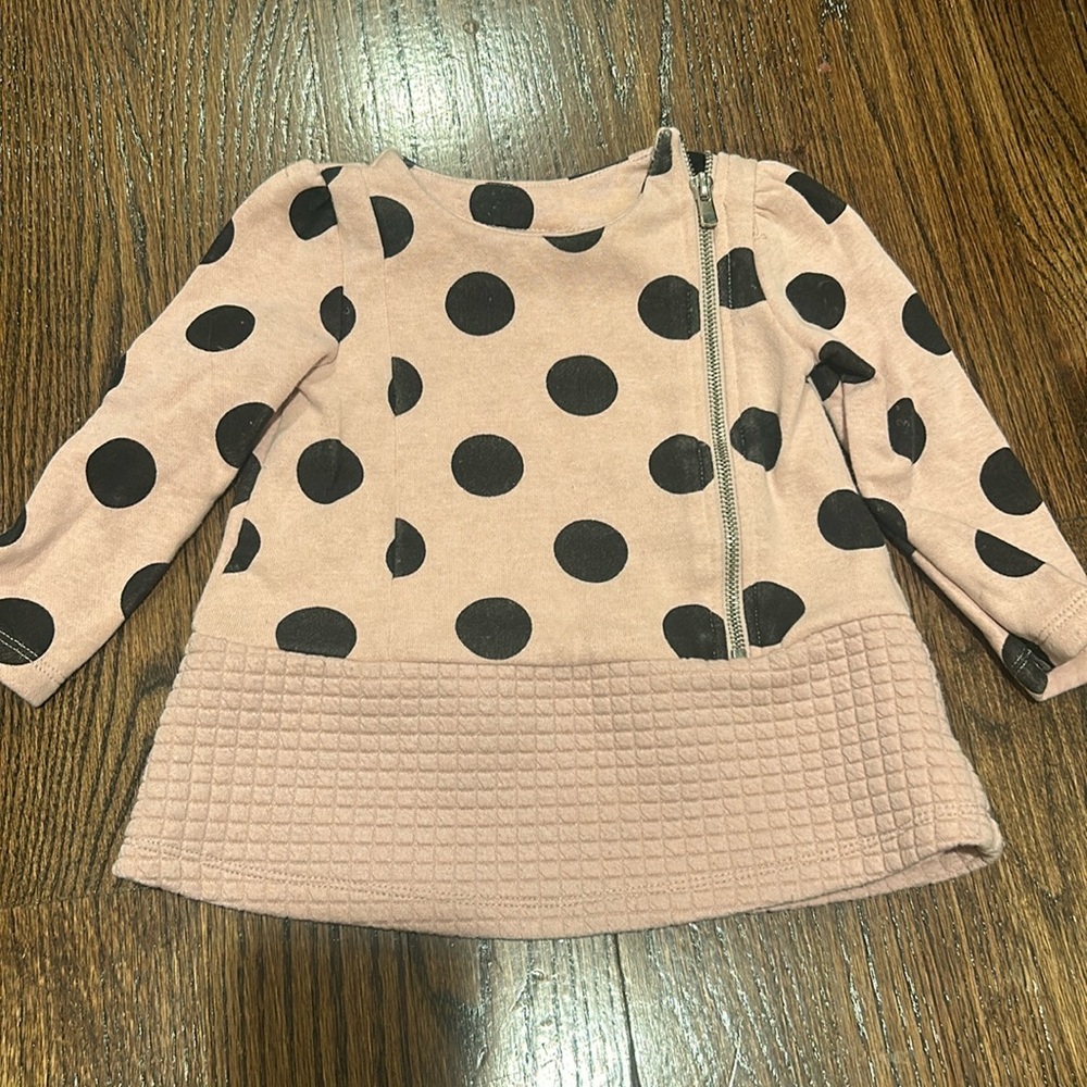 Maggie & Zoe Pink Polka Dot Long Sleeve Top, Size 18M